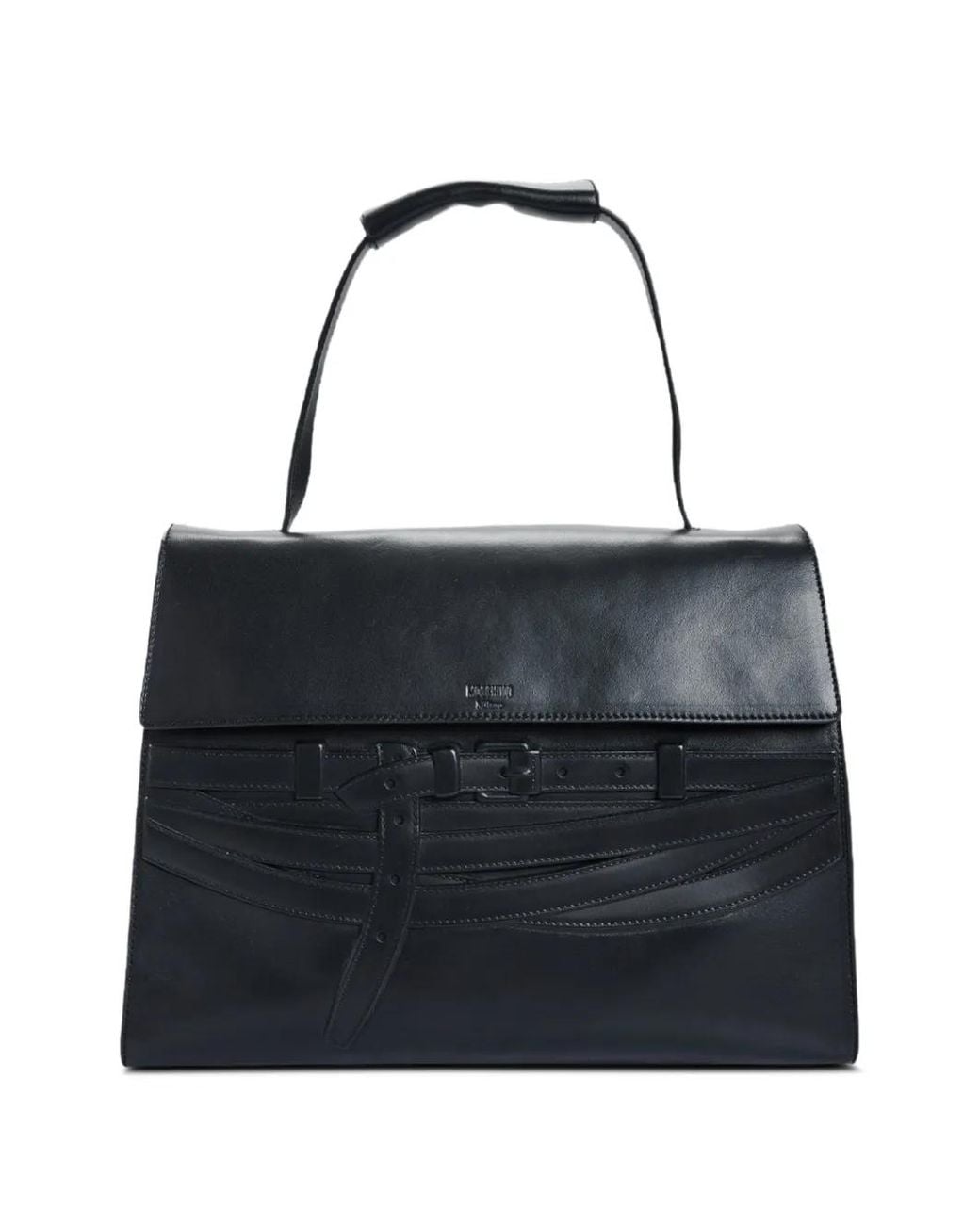 Moschino Black Large Tie Me Embossed Shoulder Bag