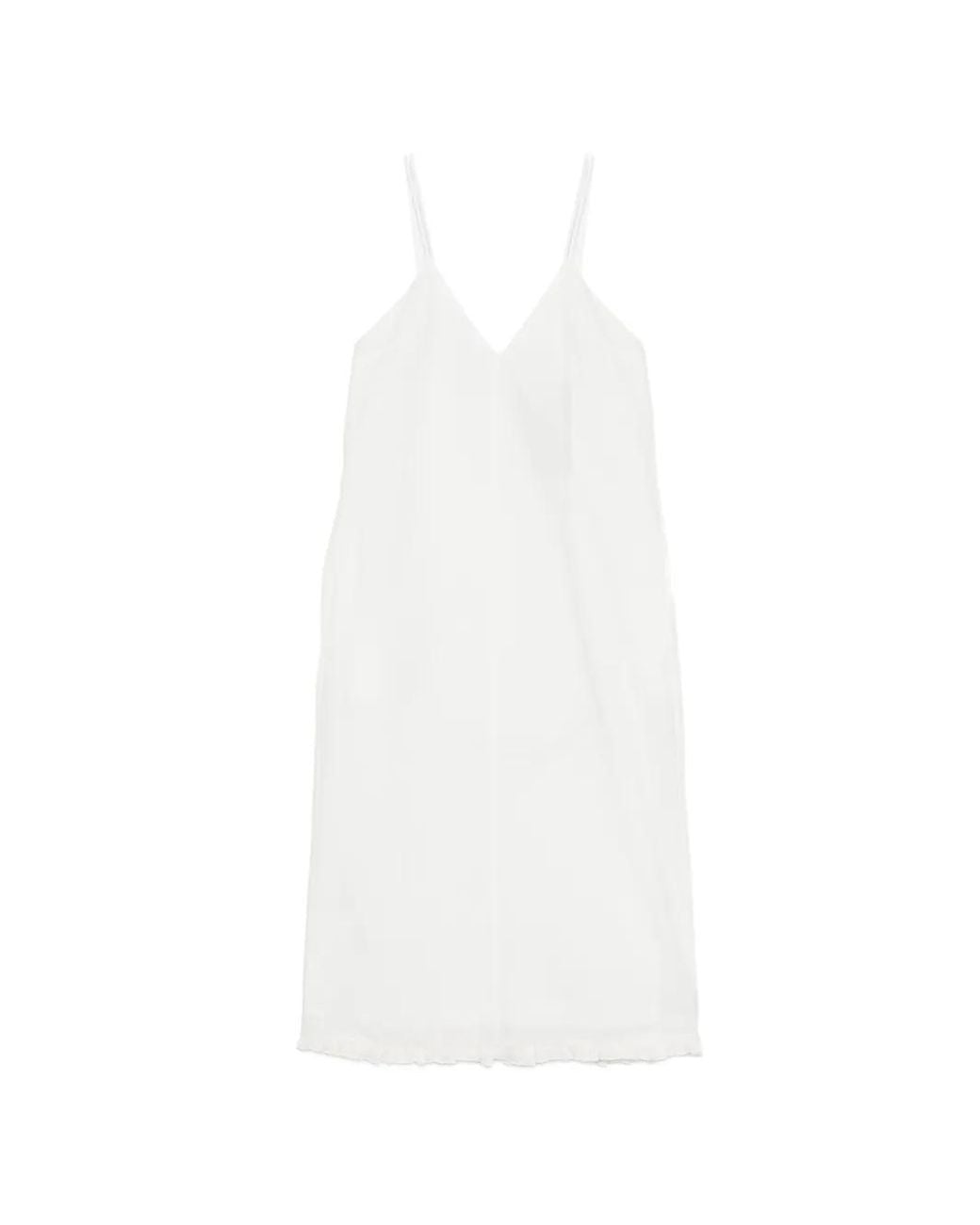 Occleus White Joy Strap Ruffled Midi Dress