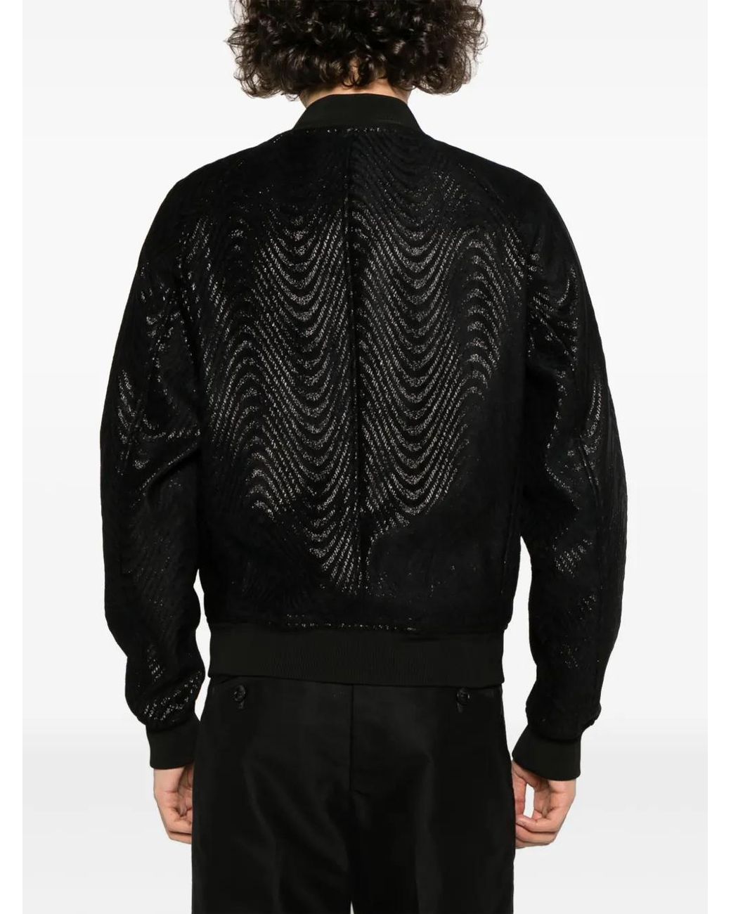Tom Ford Black Wave Jacquard Bomber Jacket for men