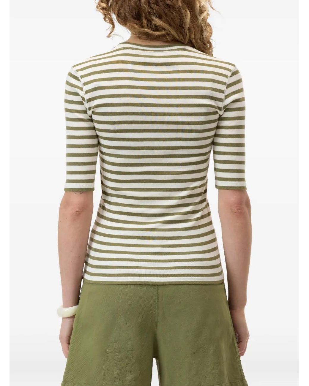 Camiseta A Rayas Con Cuello Redondo Closed de color Green