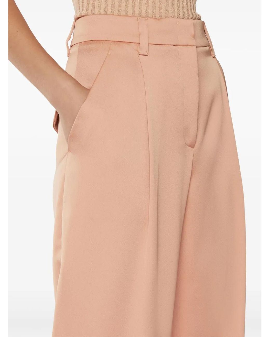 Genny Natural Pleat-Detail Trousers