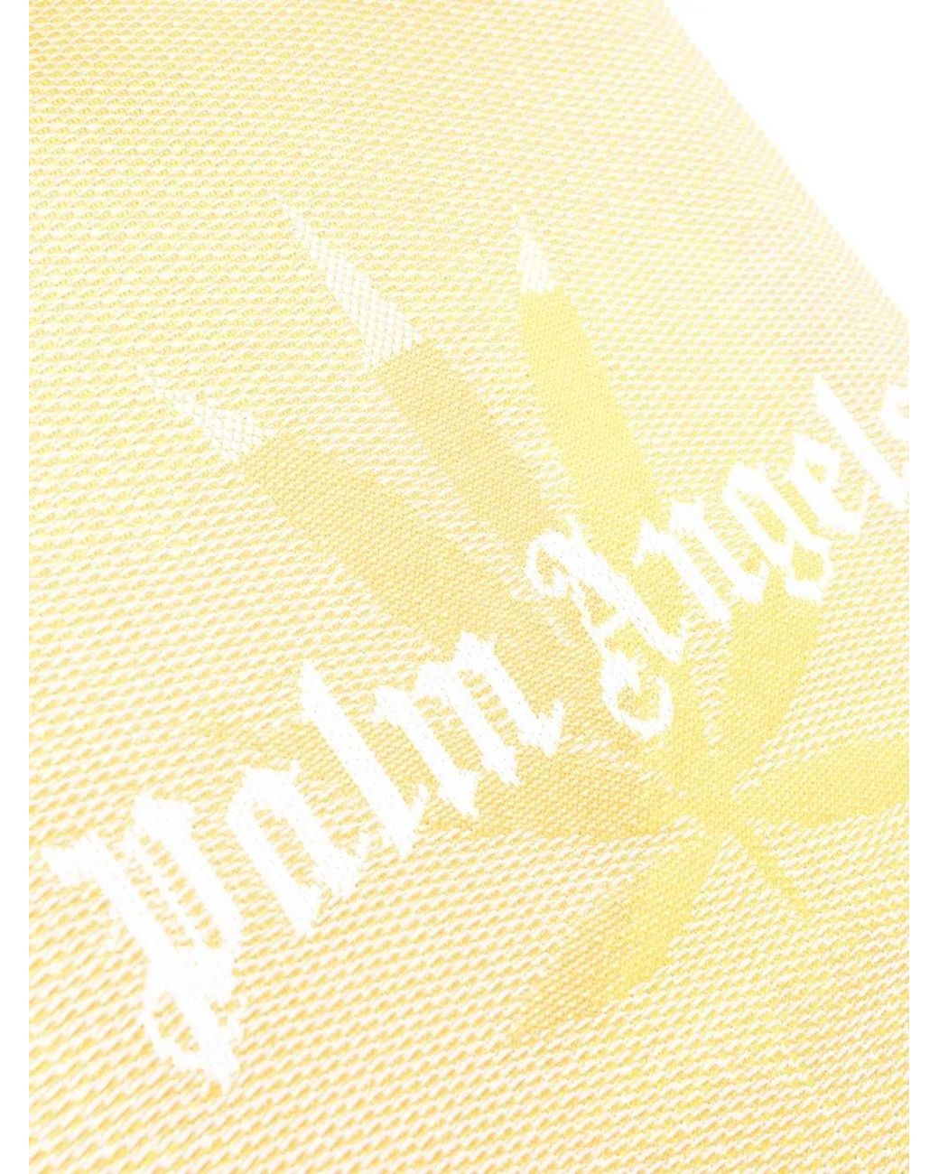 Palm Angels Yellow Rafia Logo Shopping Bag for men