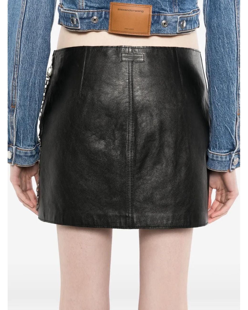 Alexander Wang Black Low-Rise Miniskirt Leather