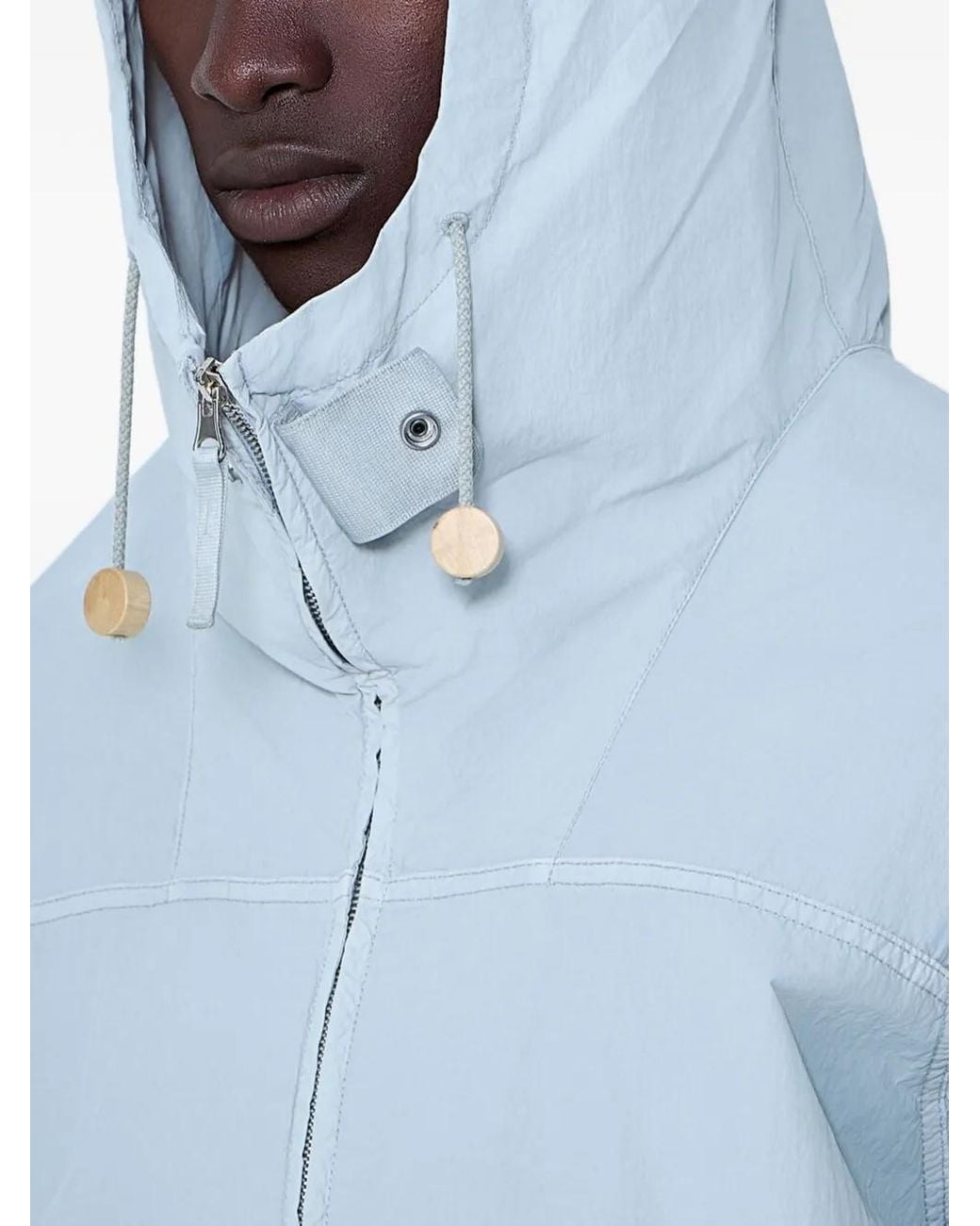 Stone Island Blue 4100073 Micro Brushed Nylon-Tc S.I. Marina Hooded Jacket With Anti-Drop for men