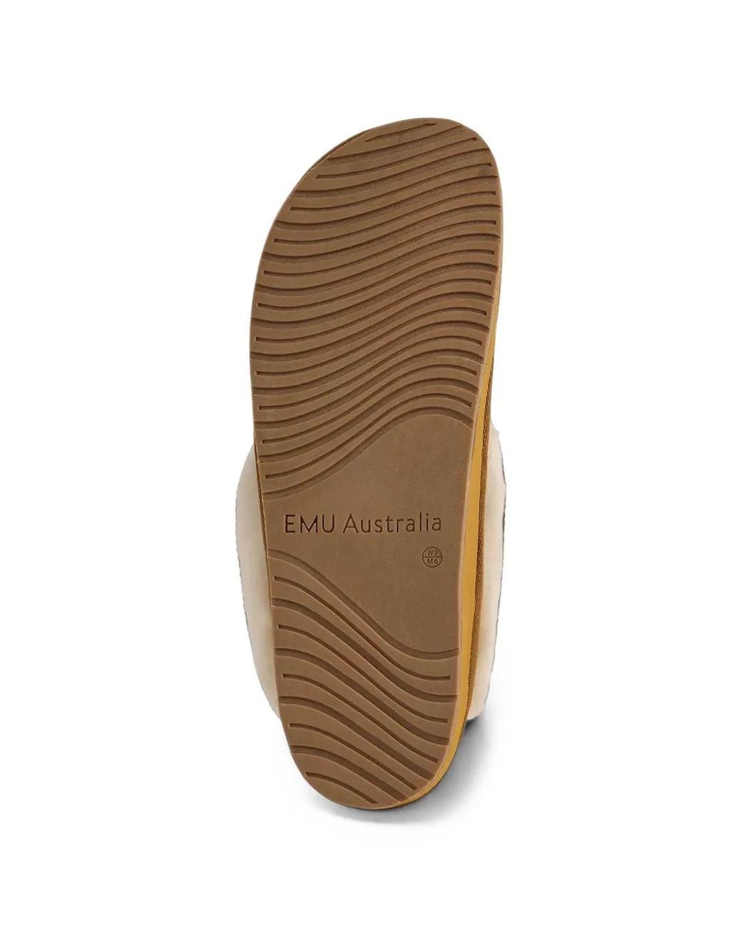 EMU Brown Shearling-Trim Suede Slippers