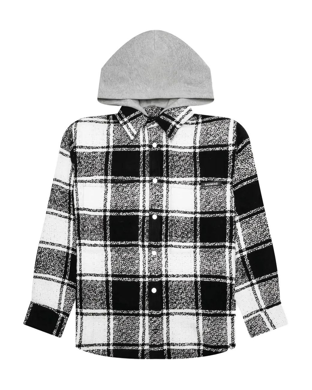 NAHMIAS Gray Hooded Checked Flannel Jacket for men