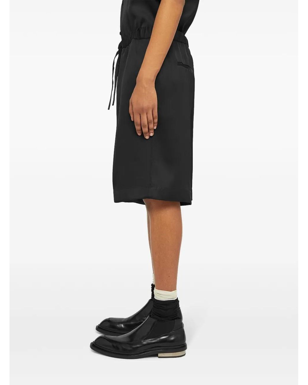 Jil Sander Black Drawstring-Waist Shorts for men
