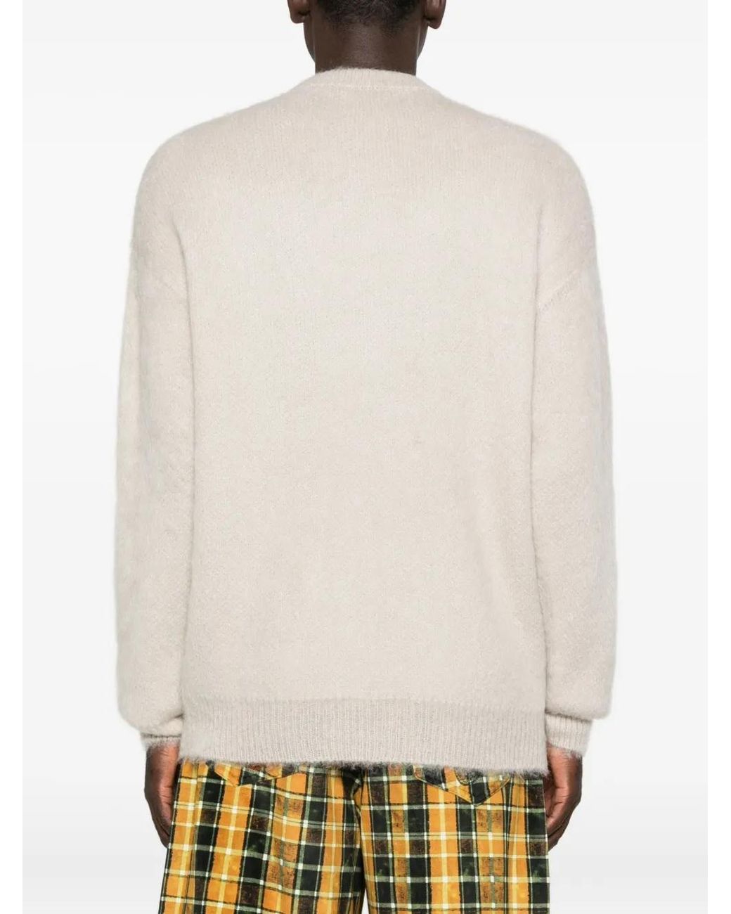 Bonsai White Embroidered Yarn-Detail Sweater for men