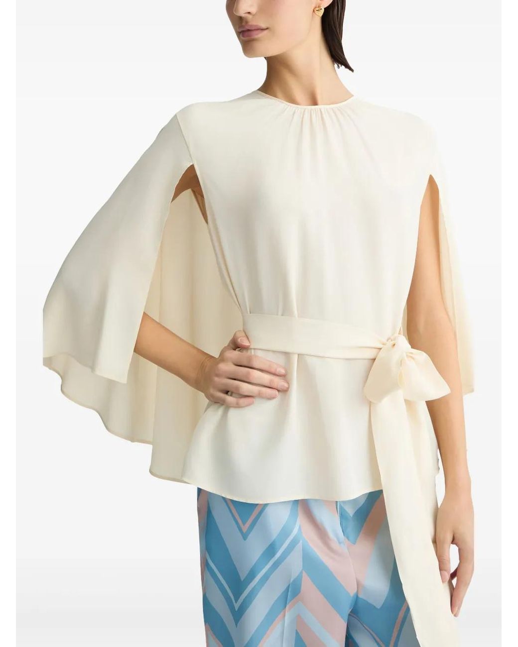 Liu Jo White Belted Crepe De Chine Blouse