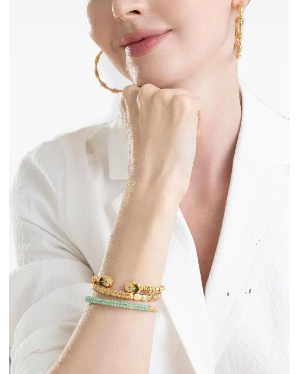 Gas Bijoux Natural Liane Hammered Shell-Shaped Bangle Bracelet