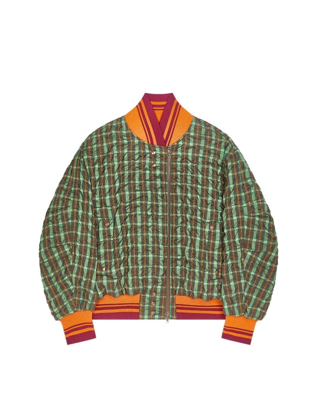 Dries Van Noten Green Oversized Seersucker Bomber