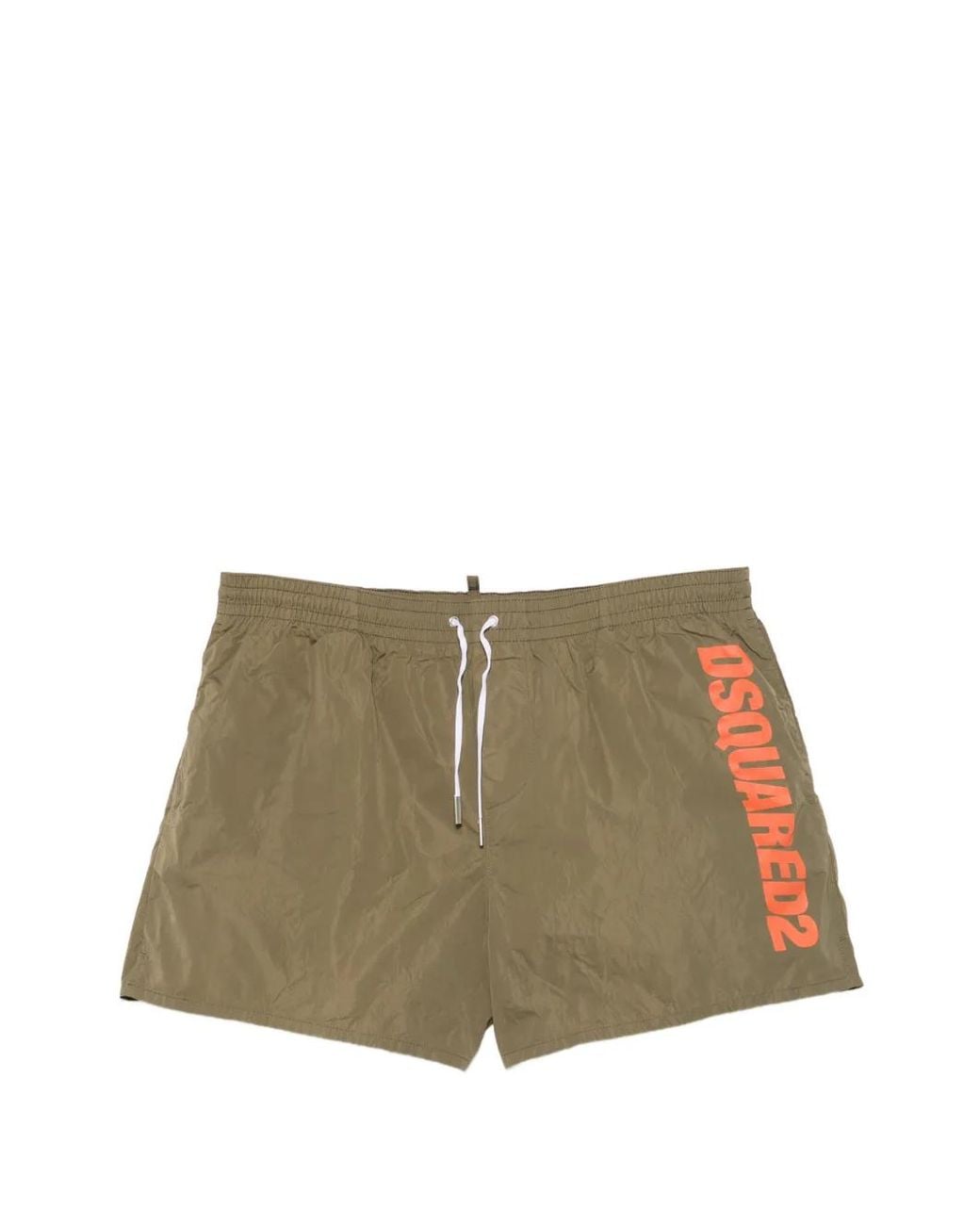 DSquared² Green Short De Bain À Lien De Resserrage Et Logo Imprimé for men