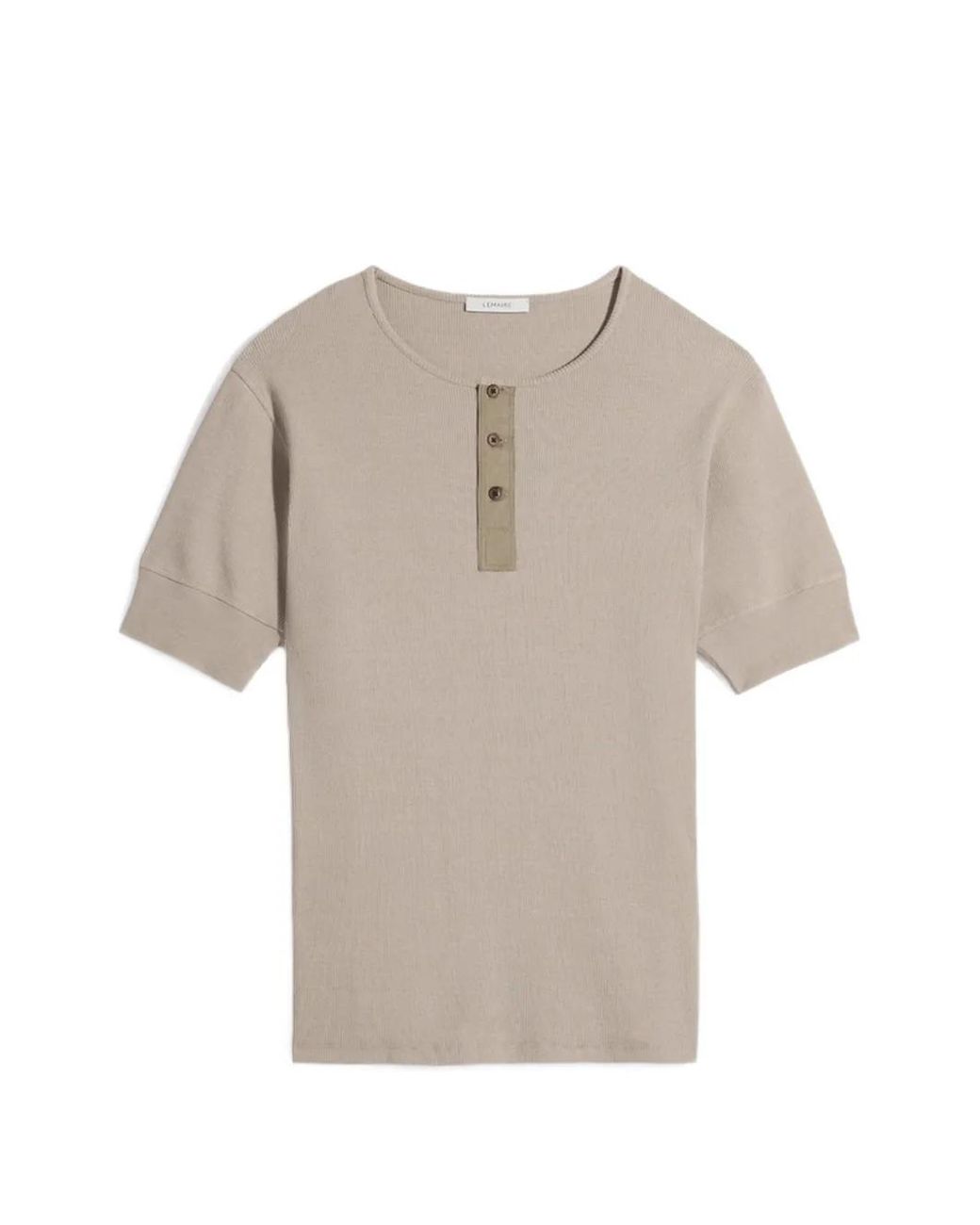 Lemaire Natural Half-Button Short-Sleeve T-Shirt for men
