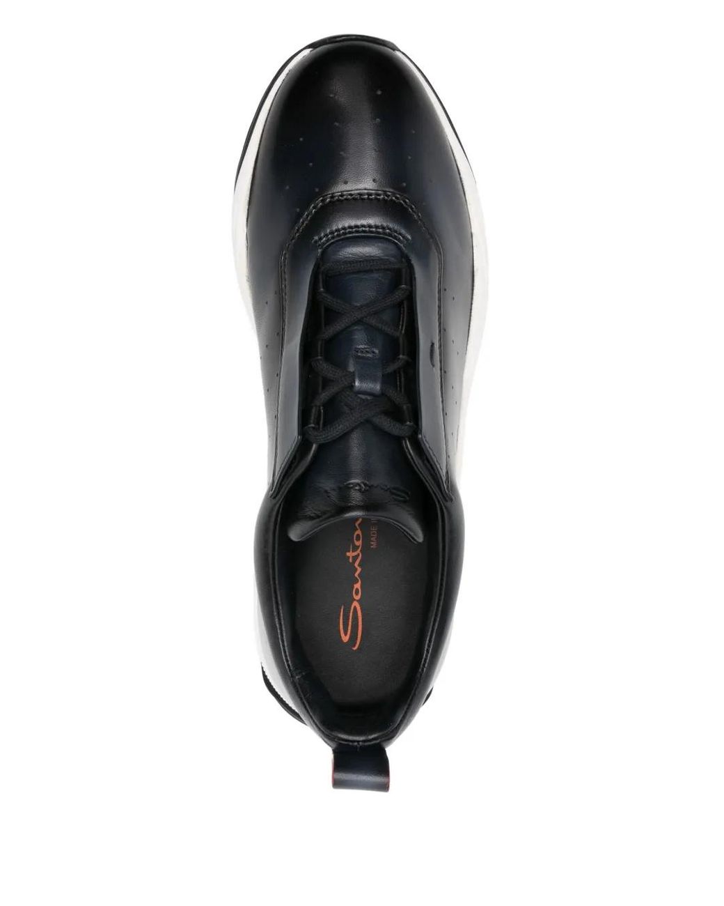 Santoni Black Leather Sneakers for men