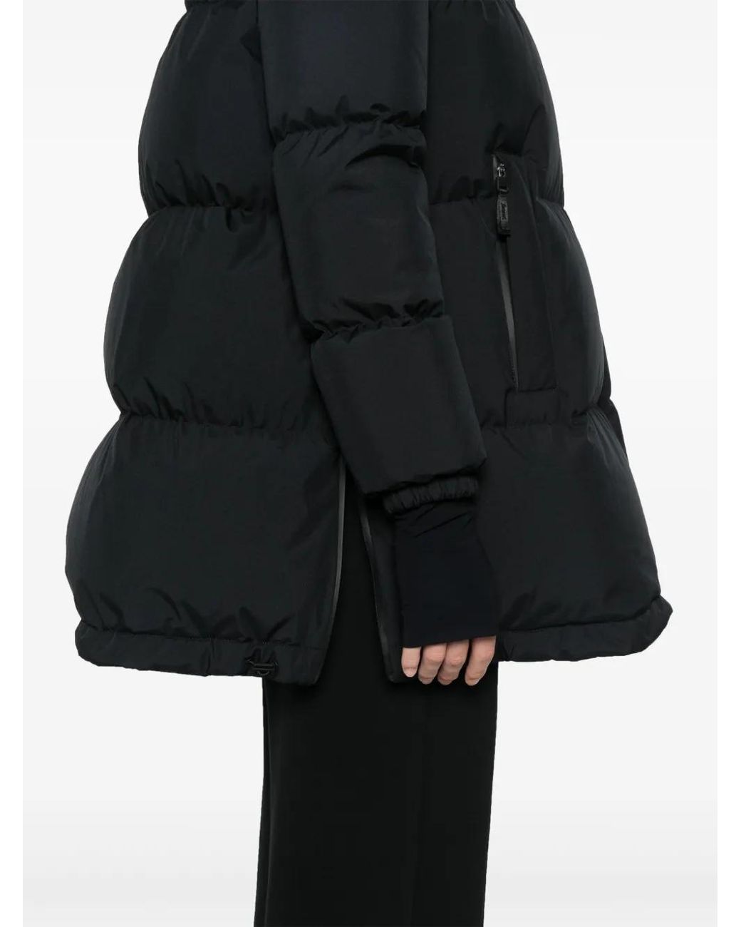 Herno Black Logo Keeper Loop Coat