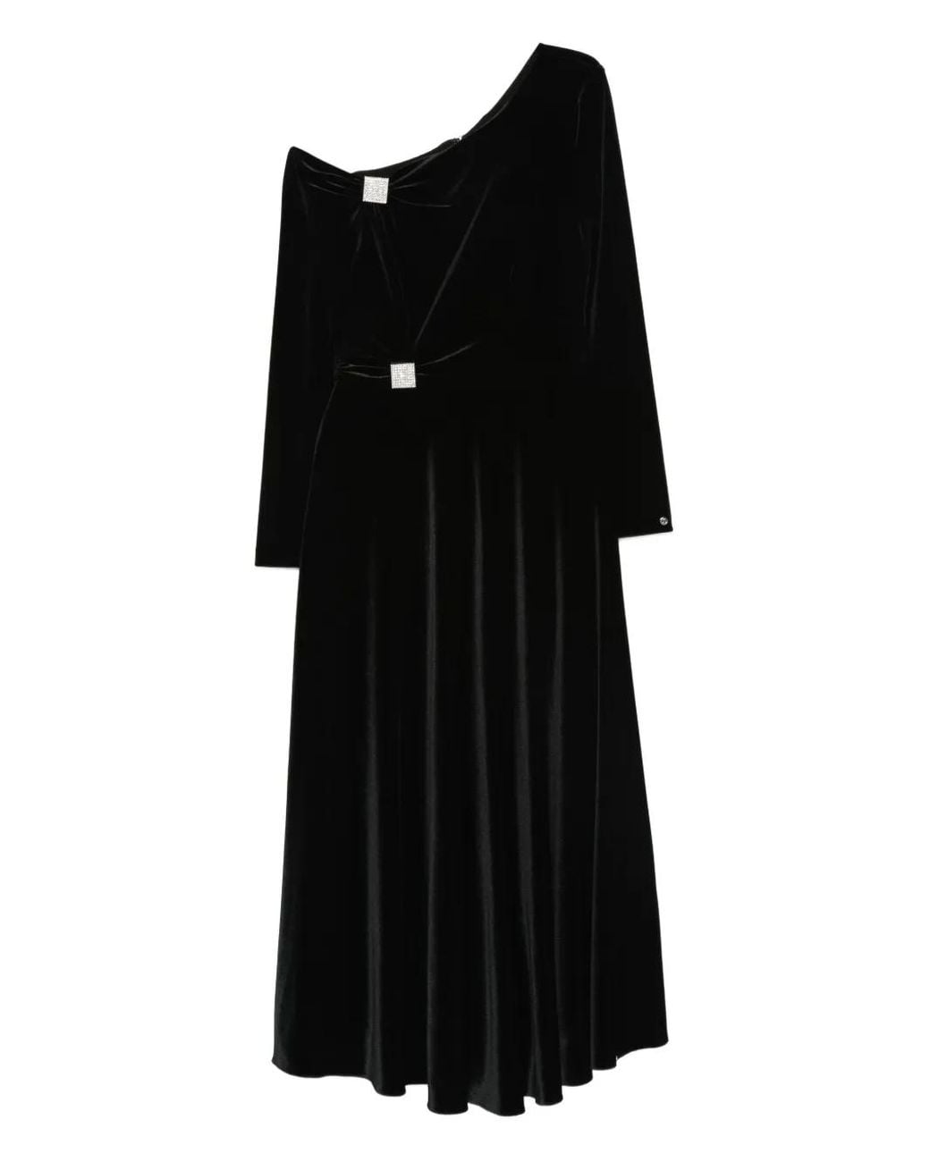 Nissa Black Crystal-Embellishment Midi Dress