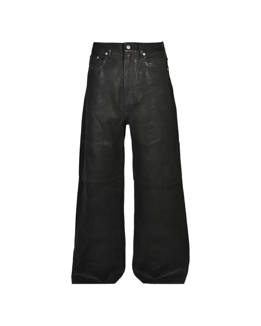 BREATH Black Coated Flared-Hem Jeans for men