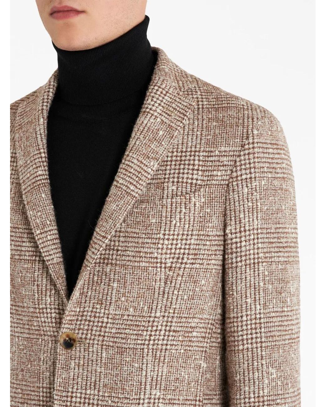 Etro Brown Plaid-Check Pattern Blazer for men
