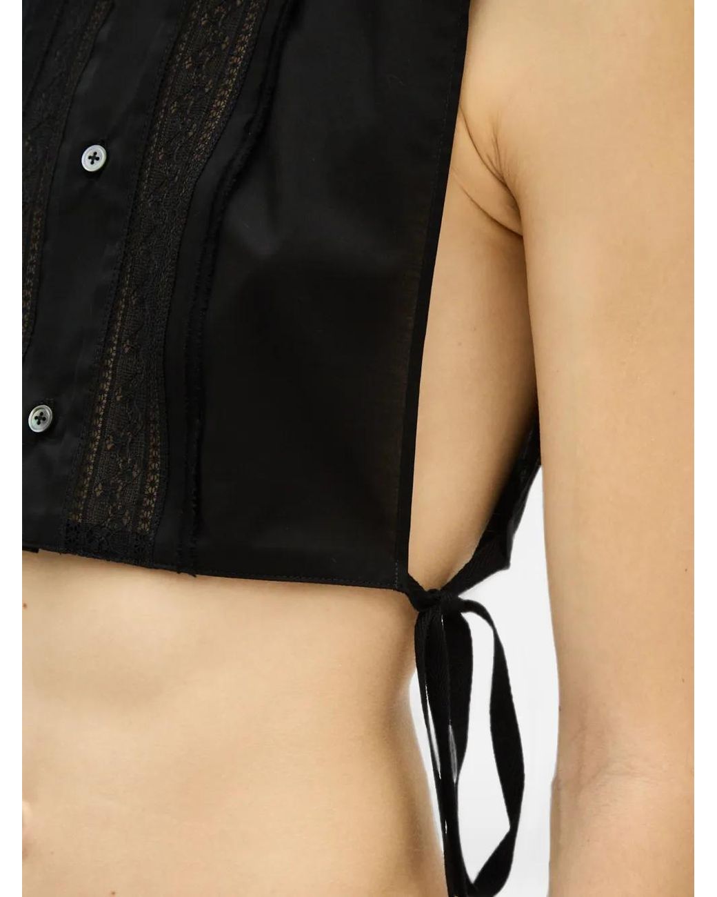 Ann Demeulemeester Black Lace-Detail Sleeveless Top