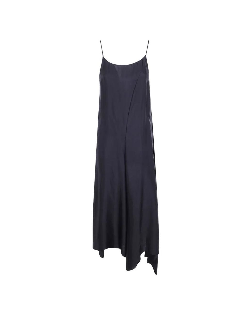 Uma Wang Blue Asymmetric Satin-Finish Dress