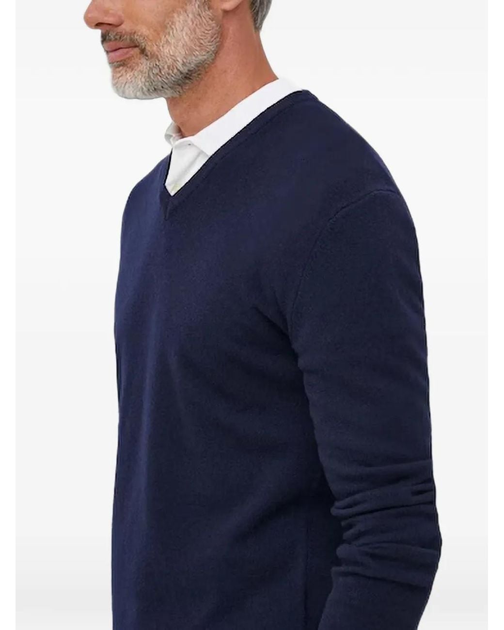 Benetton Blue V-Neck Sweater for men