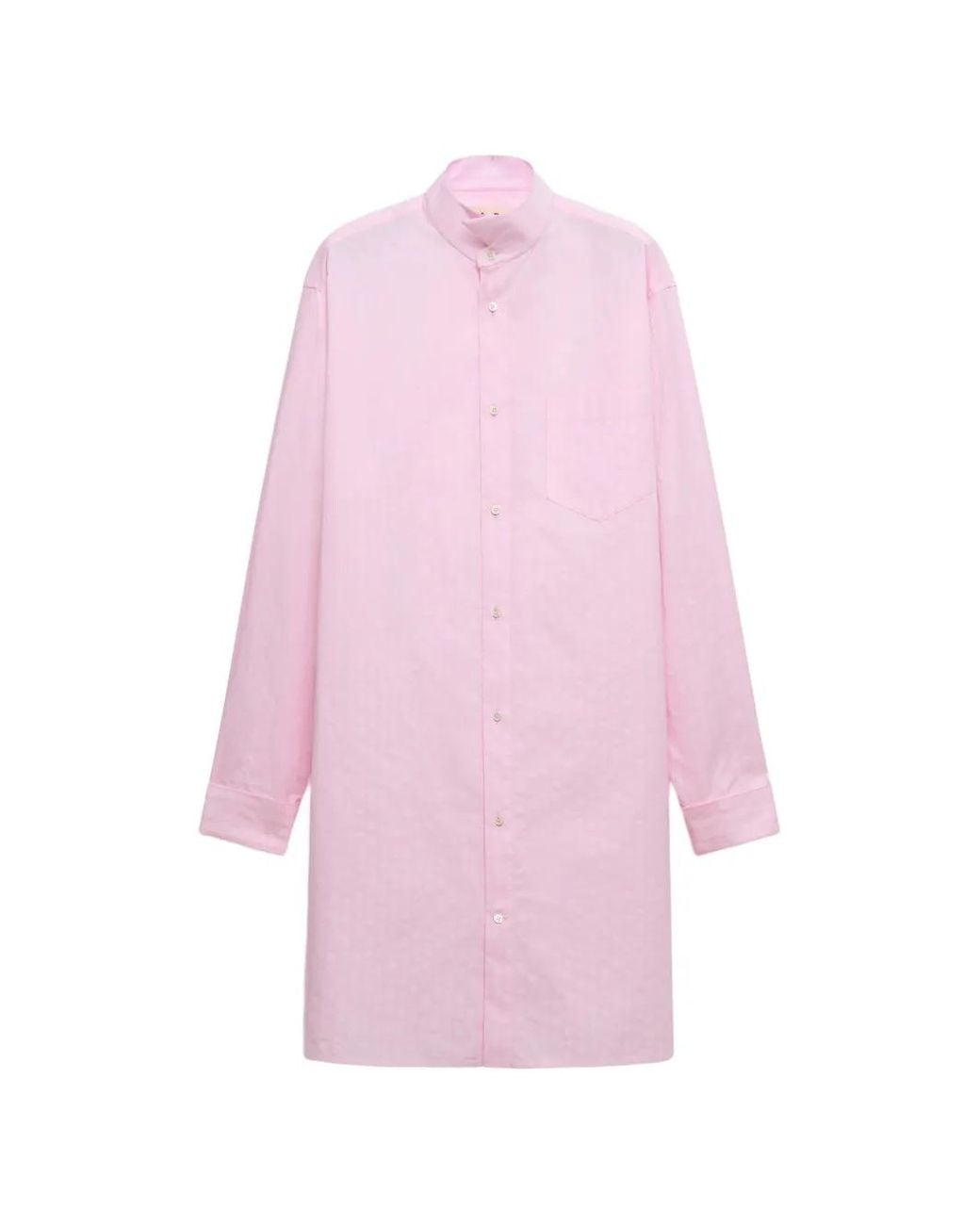 Marni Pink Poplin Longline Shirt With Raised Stripes for men