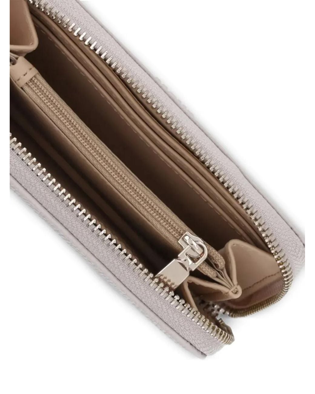 Guess Gray Laurel Logo-Plaque Pebbled-Effect Wallet