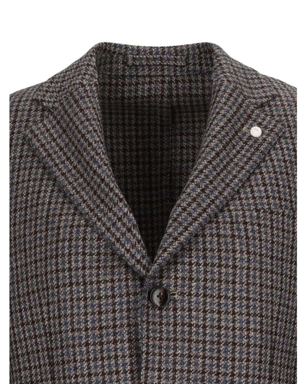 Luigi Bianchi Gray Houndstooth-Pattern Blazer for men
