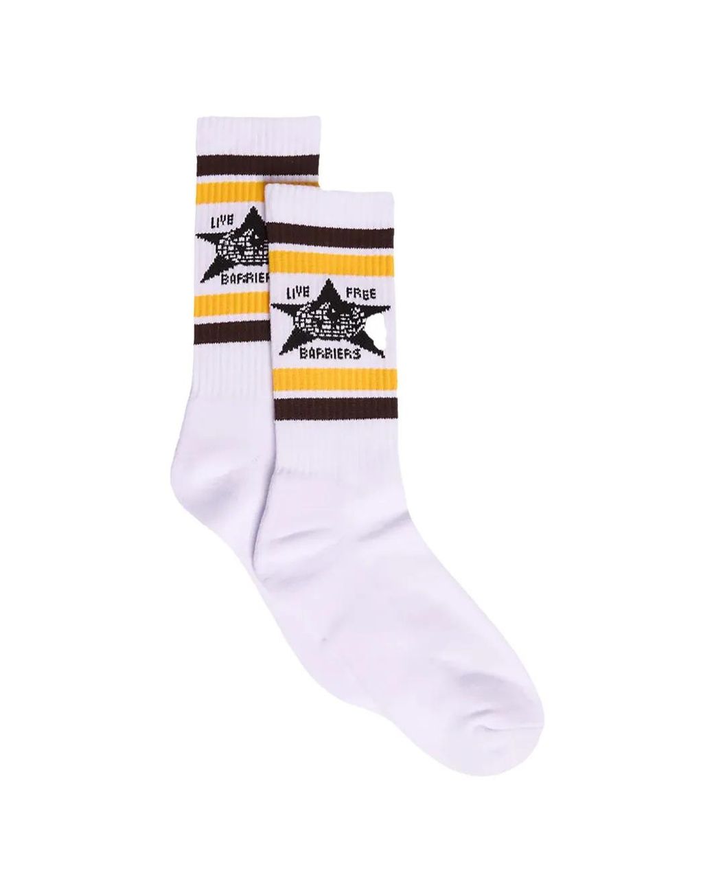 Barriers White Logo-Intarsia Striped Socks for men