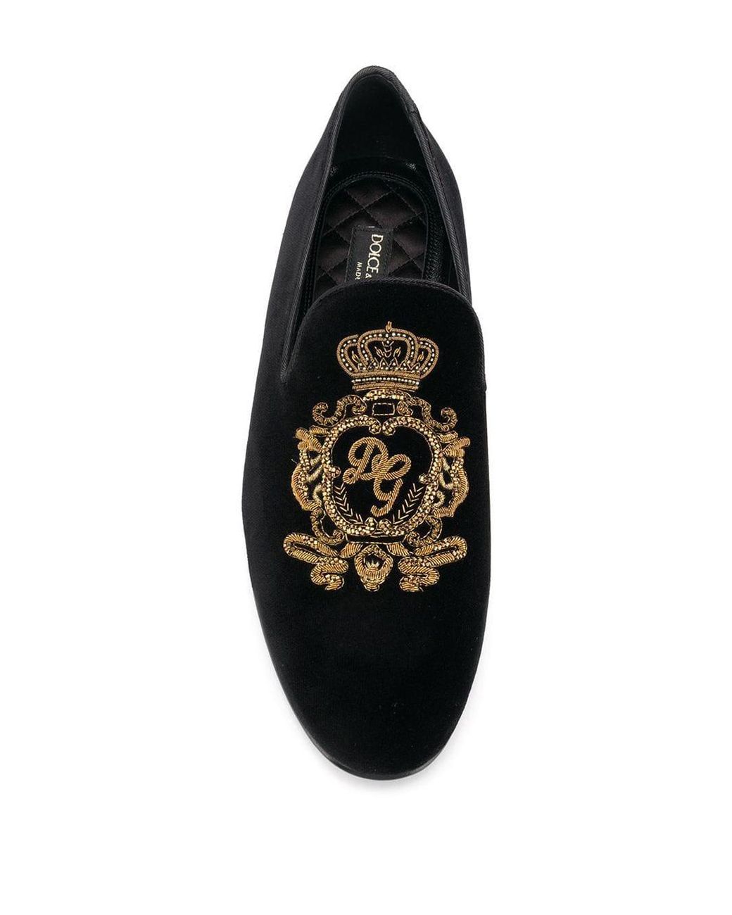 Dolce \u0026 Gabbana Velvet Logo Loafers in 