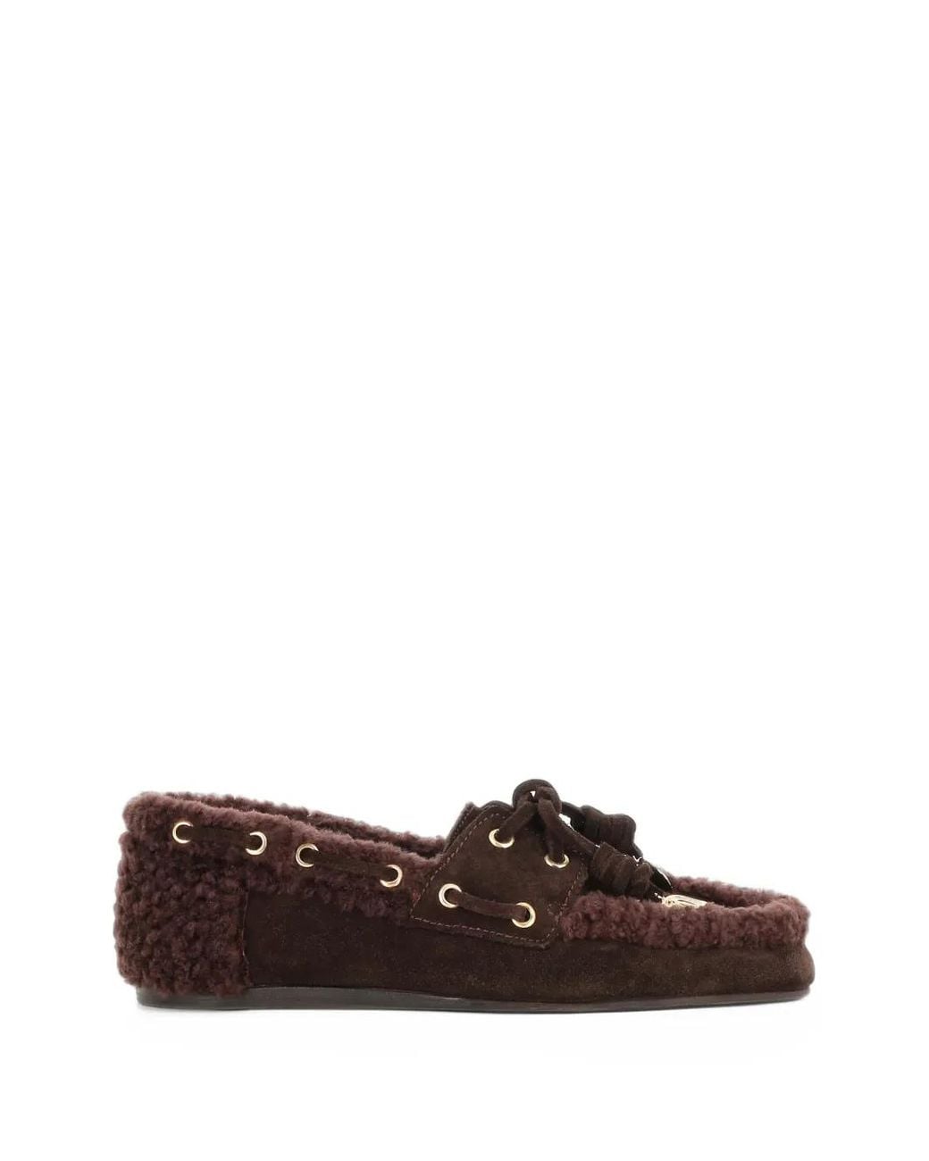 Ancient Greek Sandals Brown Pliaria Shearling-Trim Suede Loafers