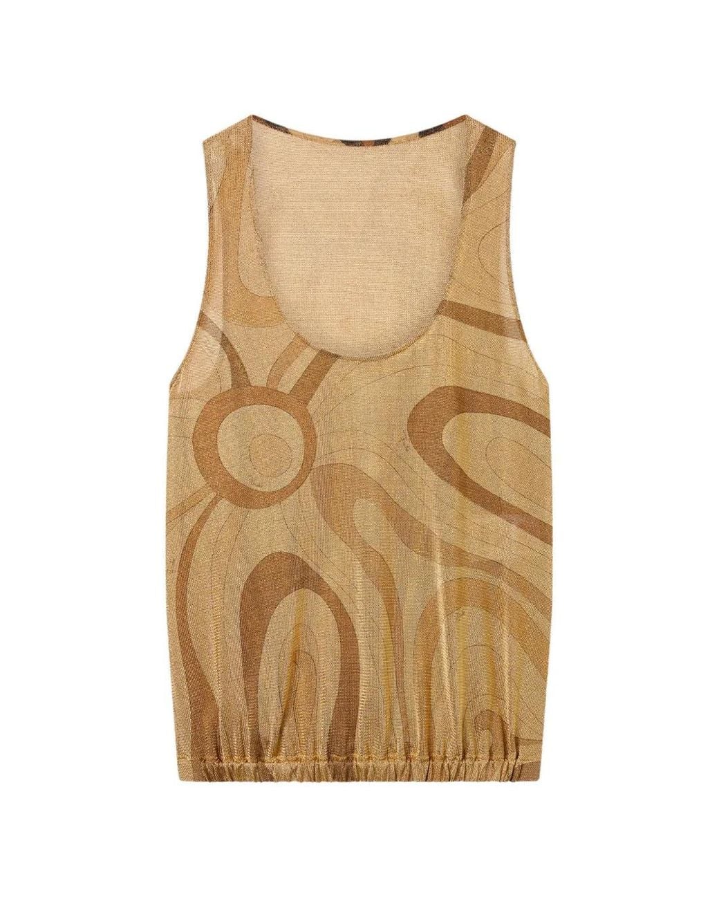 Emilio Pucci Natural Marmo-Print Voile Top