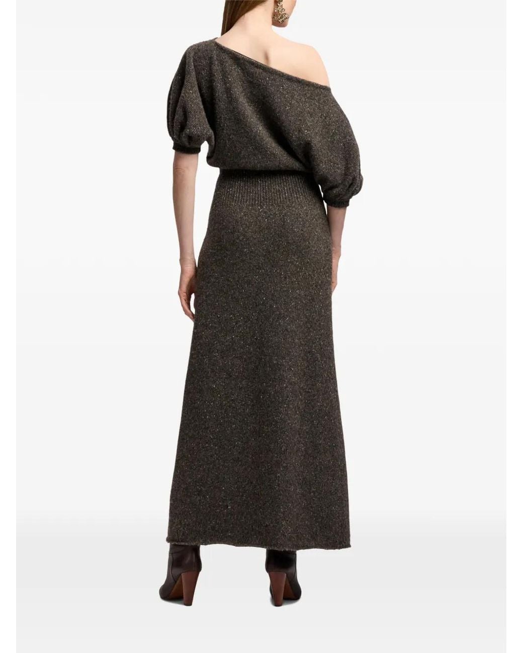 Ralph Lauren Brown Cecie Off-Shoulder Midi Dress