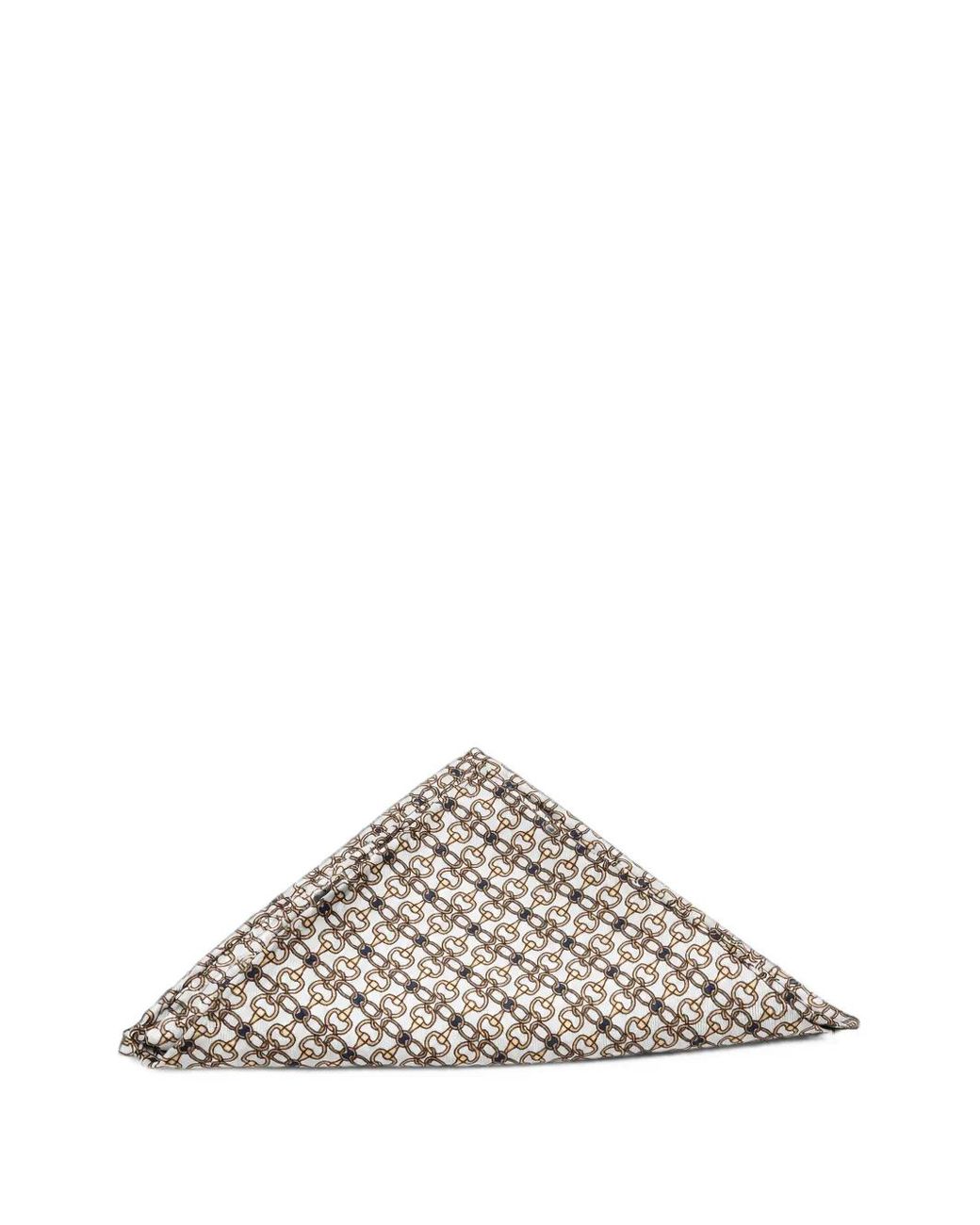 Tombolini White Horsebit-Print Pocket Square for men