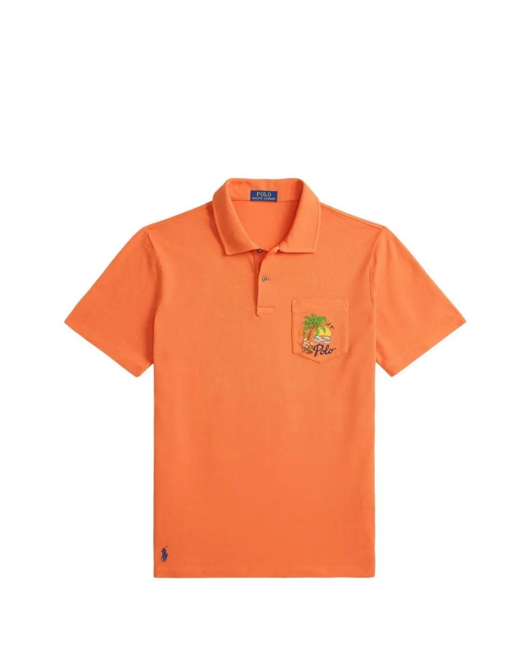 Polo Ralph Lauren Orange Embroidered-Pocket Polo Shirt for men