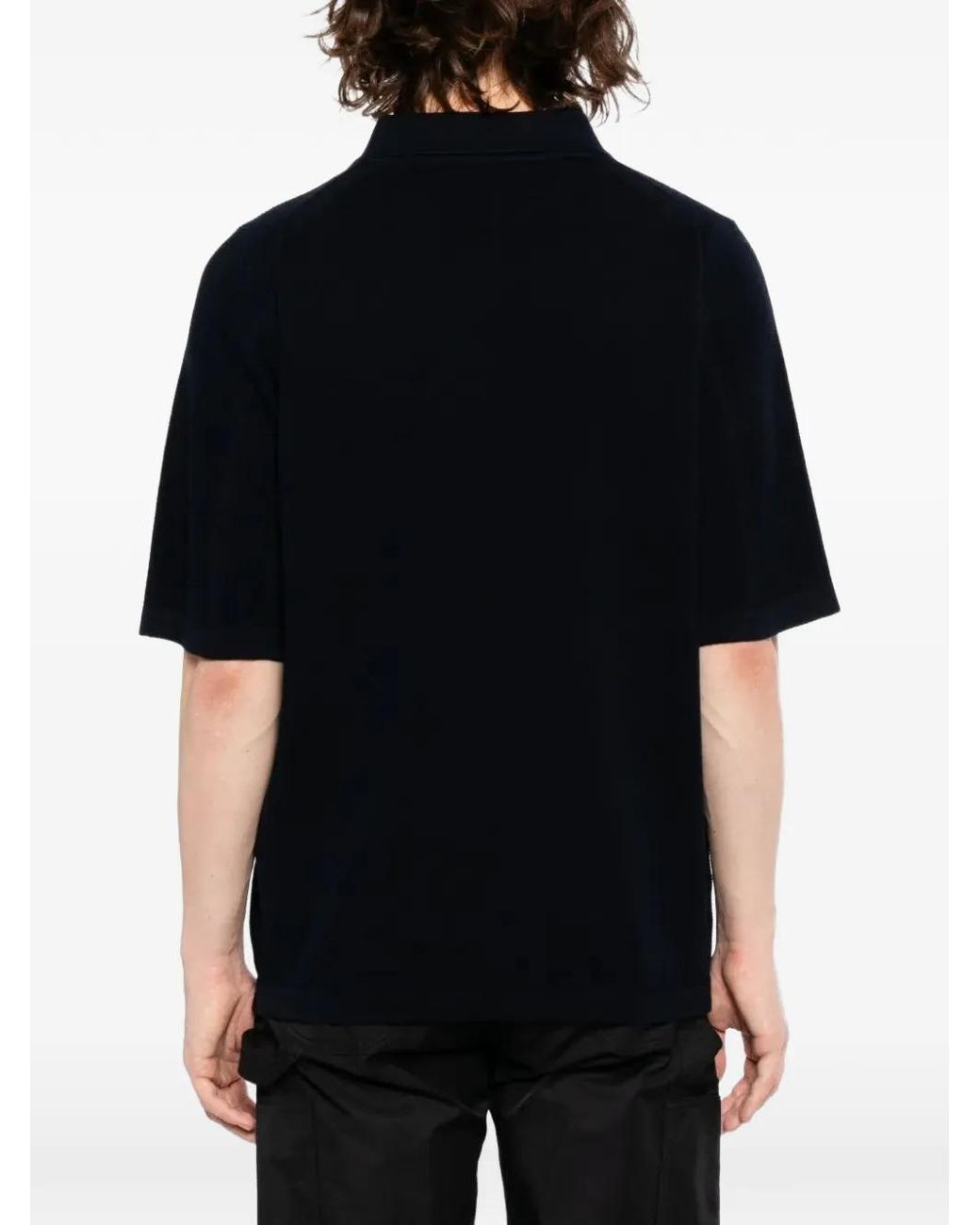 Stone Island Black Logo-Patch Polo Shirt for men