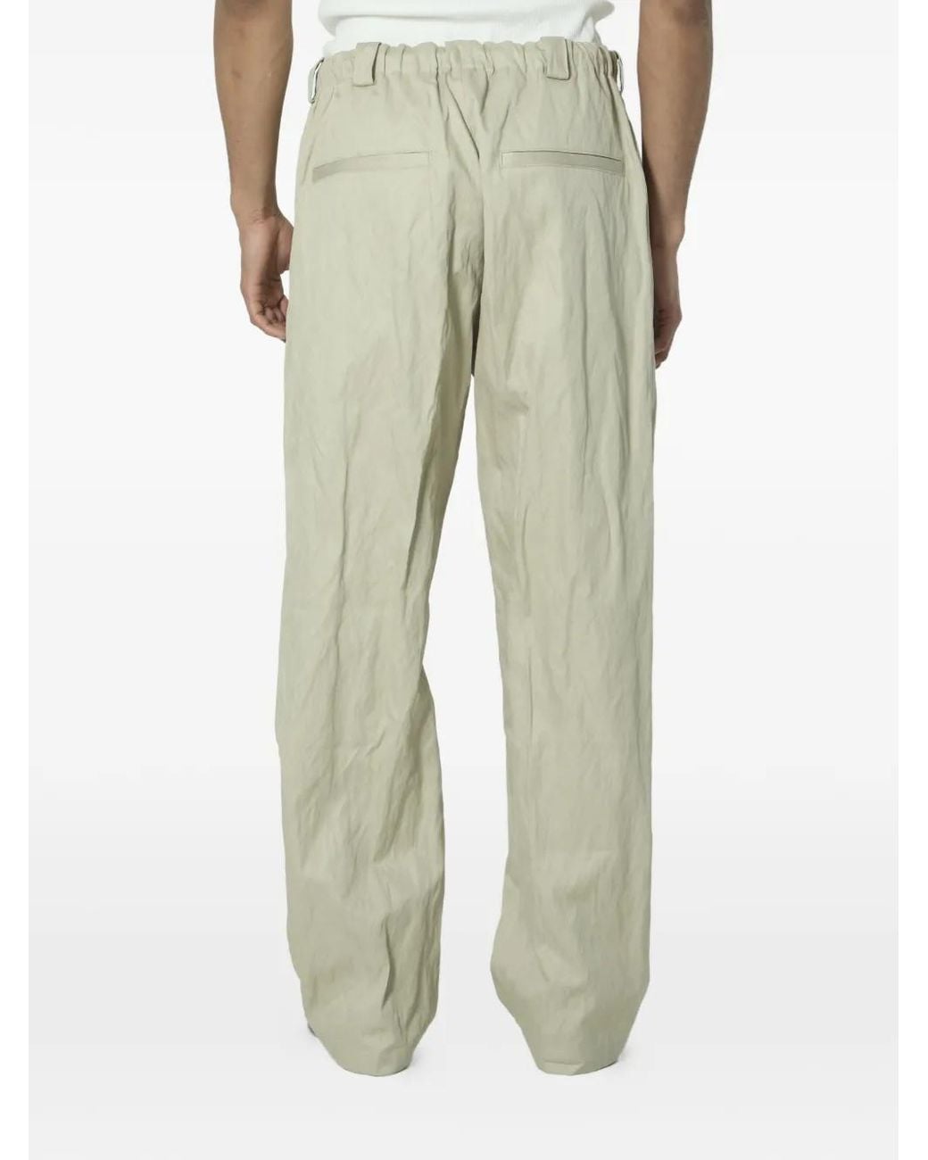 Willy Chavarria Green Toluca Button-Fastening Wide-Leg Cotton Trousers for men
