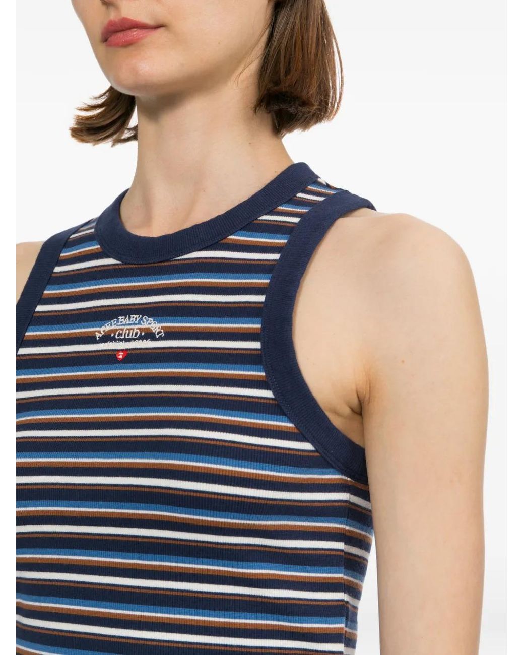 AAPE BY A BATHING AP Blue Striped Crop Top