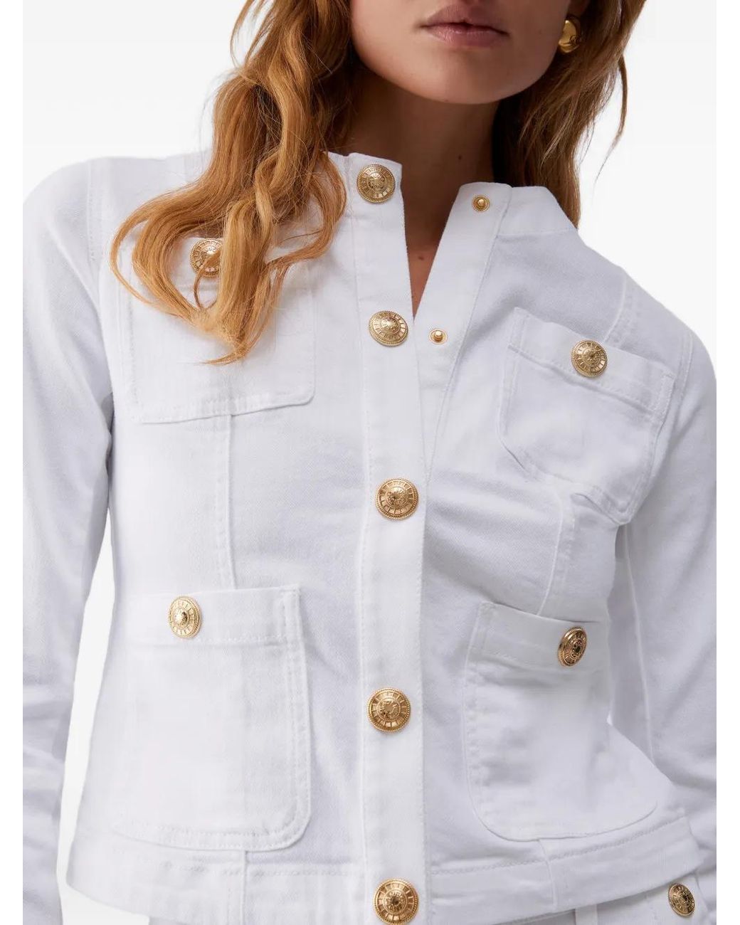Liu Jo White Patch-Pocket Denim Jacket