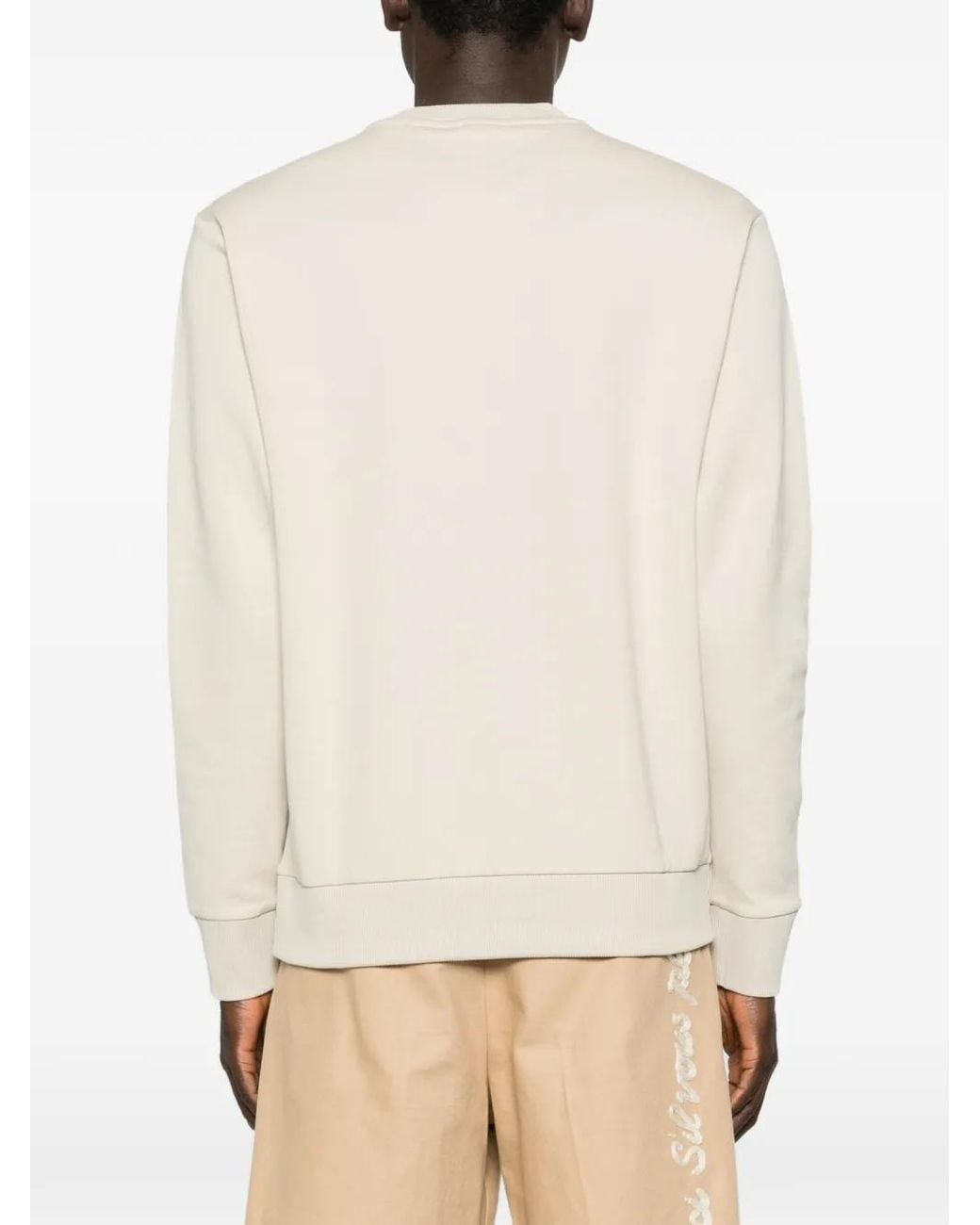 Boss White Tonal-Logo Sweatshirt for men