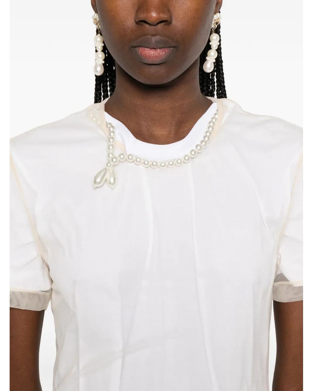 Simone Rocha White Layered Embellished Dress