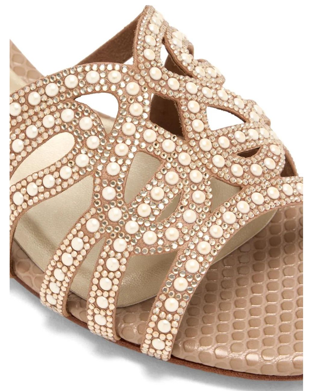 Nicoli White Nemesia Faux-Pearl-Embellished Leather Sandals