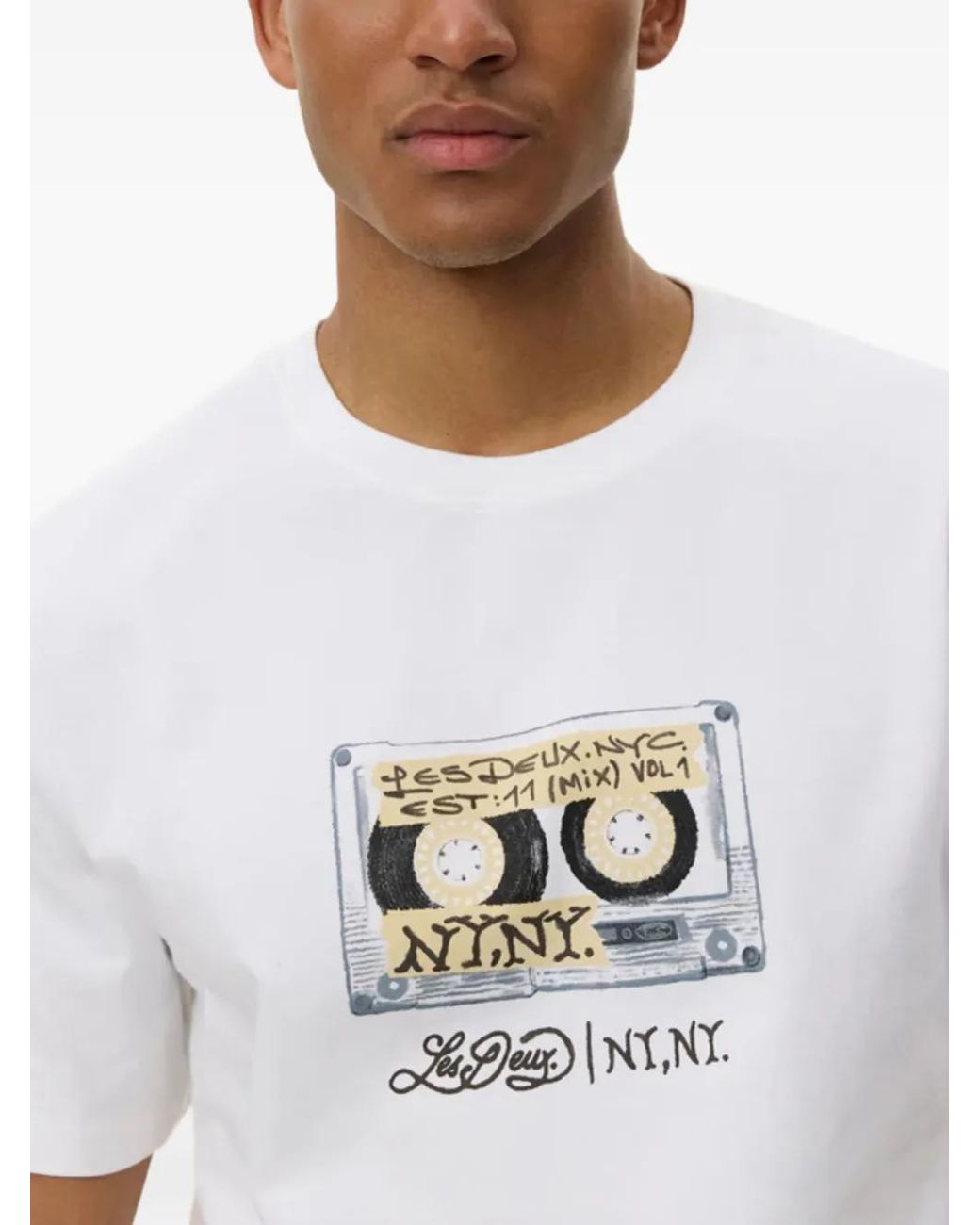 Les Deux White Cassette-Print T-Shirt for men