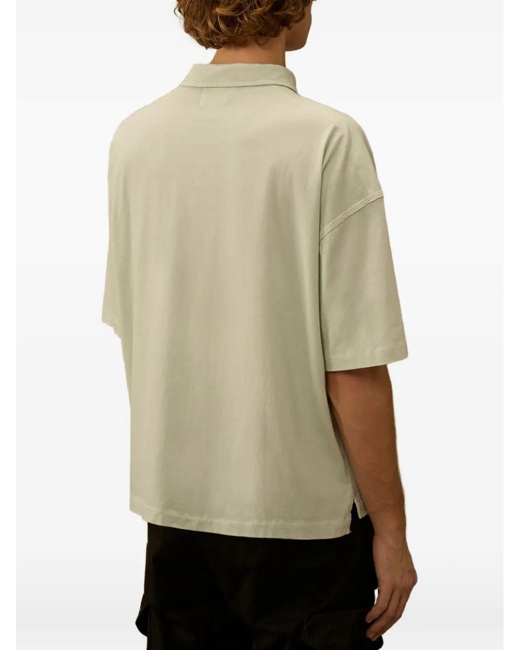 C P Company Natural 20/1 Jersey Short Sleeve Boxy Logo Polo for men