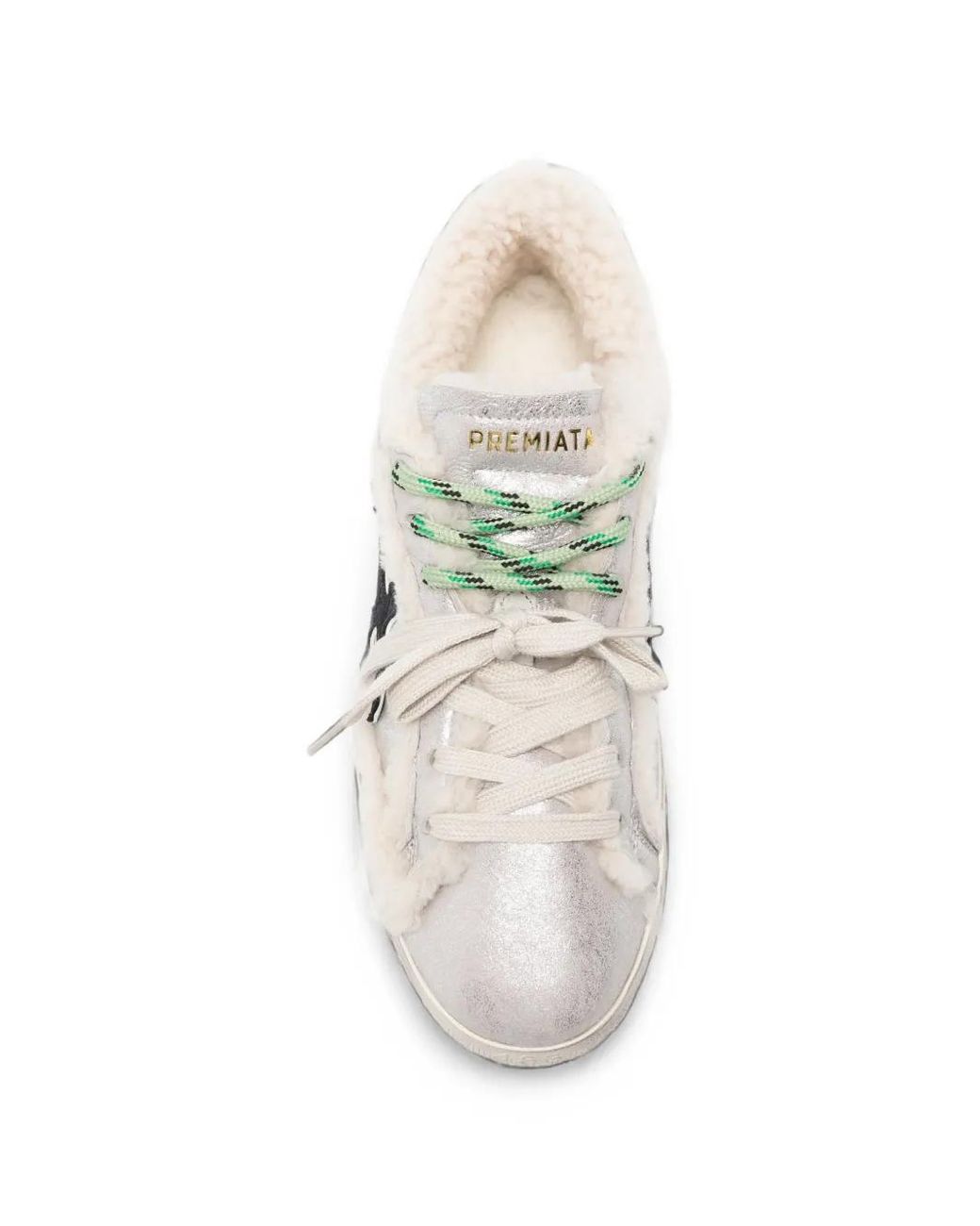 Premiata White Steven Shearling-Trim Sneakers