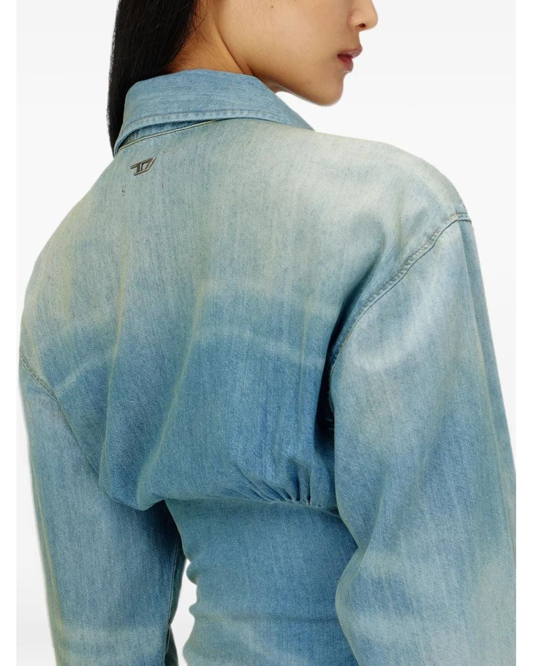 DIESEL Blue Denim Mini Shirt Dress With Sectioned Design