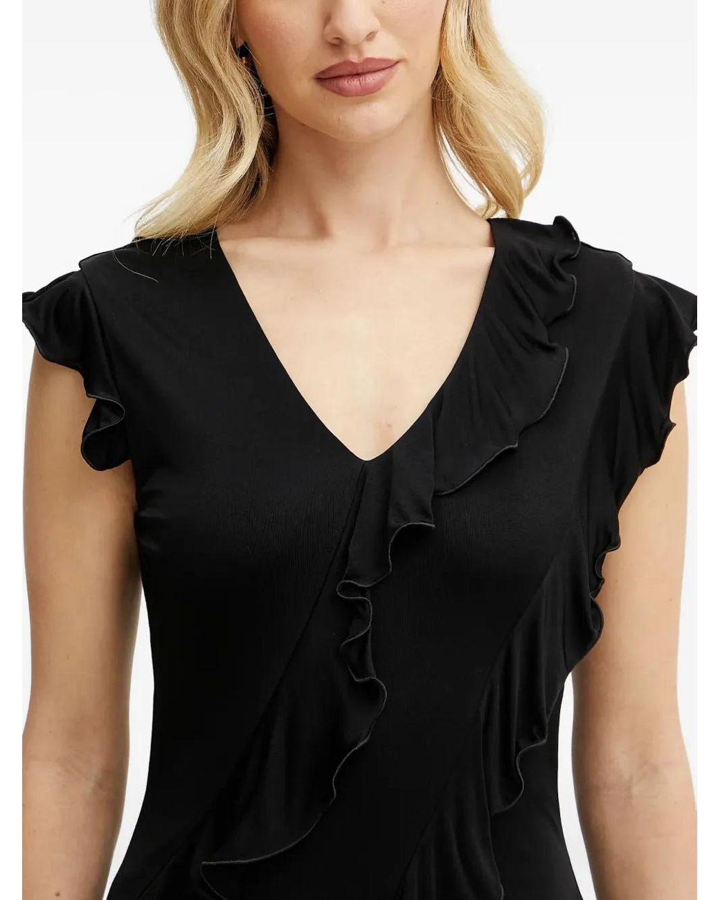 Vestido midi con detalle de volantes Karl Lagerfeld de color Black