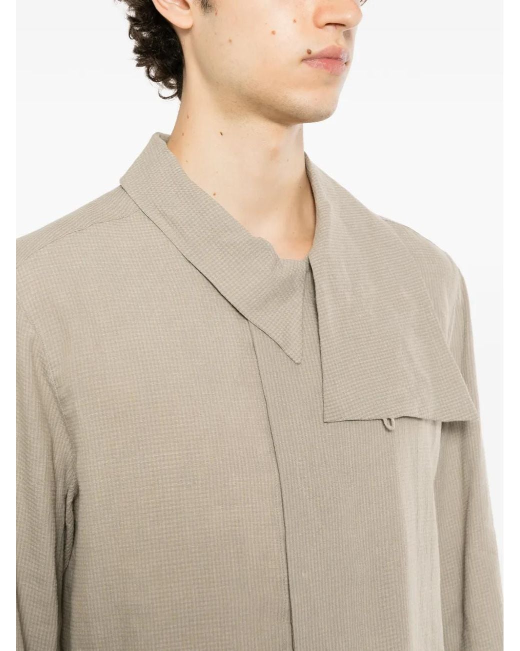 Ziggy Chen Natural Striped High-Collar Shirt for men