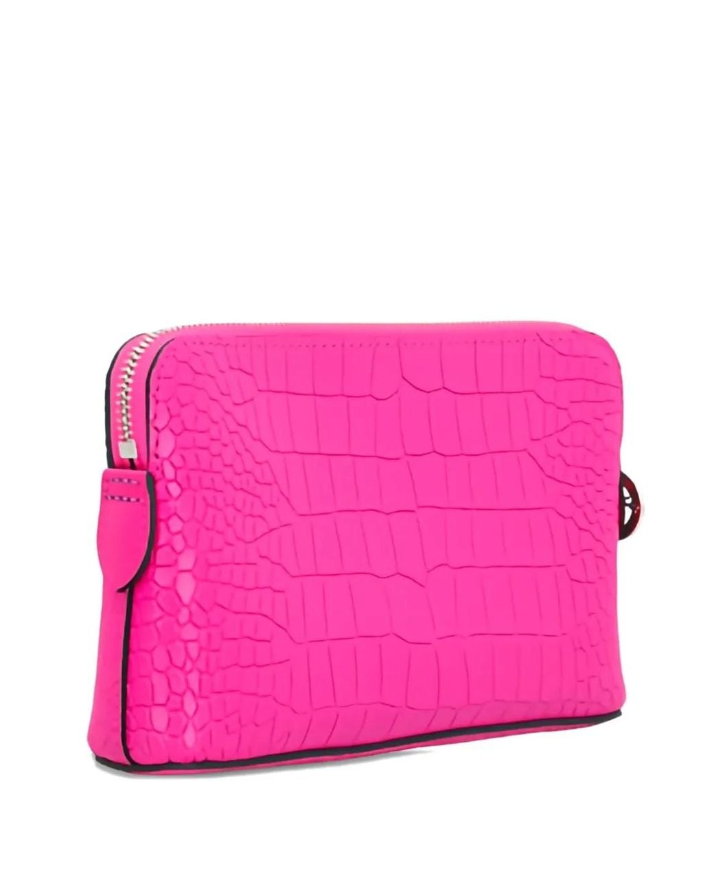 Longchamp Pink Crocodile-Effect Clutch Bag