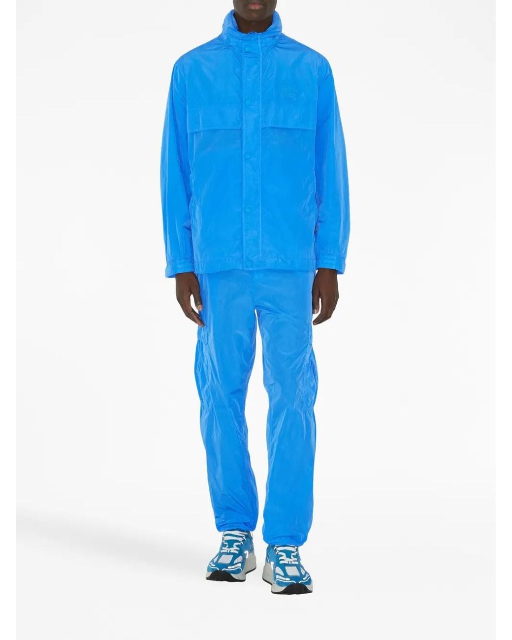 Burberry Blue Ekd Concealed-Hood Windbreaker for men